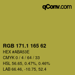 カラーコード: RGB 171.1 165 62 | qconv.com