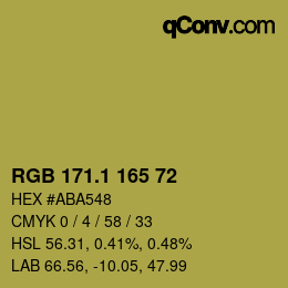 カラーコード: RGB 171.1 165 72 | qconv.com