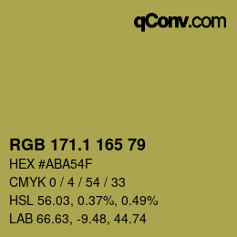 カラーコード: RGB 171.1 165 79 | qconv.com
