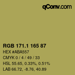 カラーコード: RGB 171.1 165 87 | qconv.com