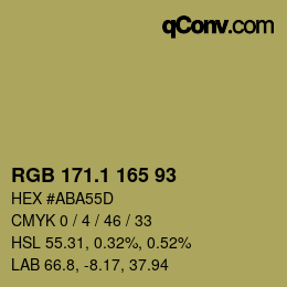 カラーコード: RGB 171.1 165 93 | qconv.com