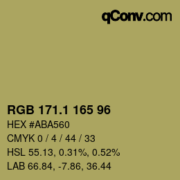 カラーコード: RGB 171.1 165 96 | qconv.com