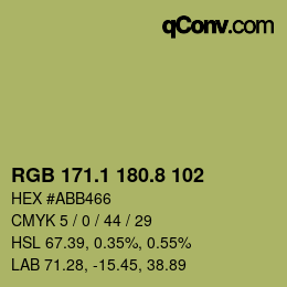 カラーコード: RGB 171.1 180.8 102 | qconv.com