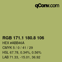 カラーコード: RGB 171.1 180.8 106 | qconv.com