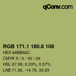 Color code: RGB 171.1 180.8 108 | qconv.com