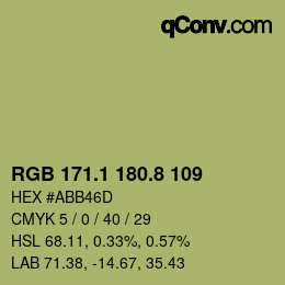 カラーコード: RGB 171.1 180.8 109 | qconv.com