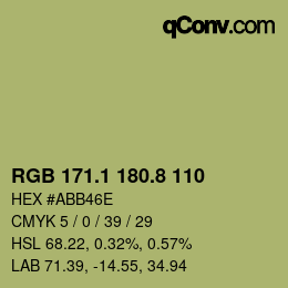 カラーコード: RGB 171.1 180.8 110 | qconv.com