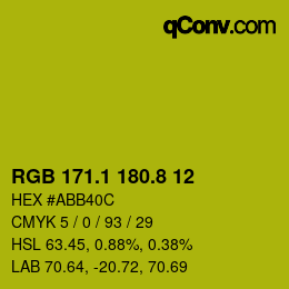 カラーコード: RGB 171.1 180.8 12 | qconv.com