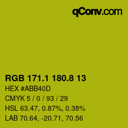 カラーコード: RGB 171.1 180.8 13 | qconv.com