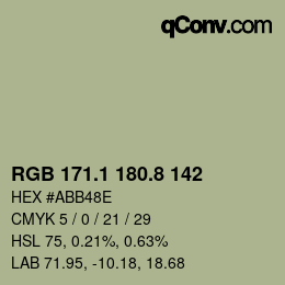 Farbcode: RGB 171.1 180.8 142 | qconv.com
