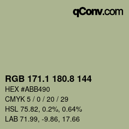 Código de color: RGB 171.1 180.8 144 | qconv.com