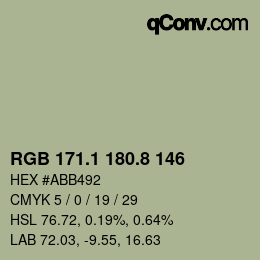 Color code: RGB 171.1 180.8 146 | qconv.com
