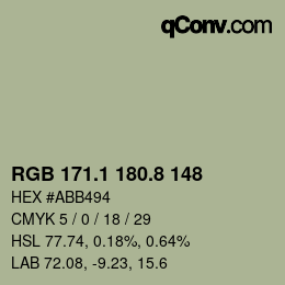 Farbcode: RGB 171.1 180.8 148 | qconv.com