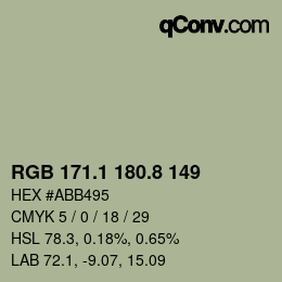 Color code: RGB 171.1 180.8 149 | qconv.com