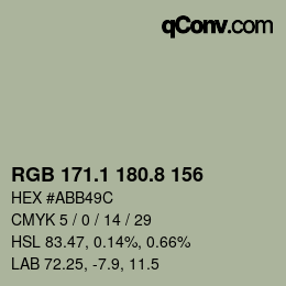 Farbcode: RGB 171.1 180.8 156 | qconv.com