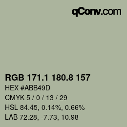 Farbcode: RGB 171.1 180.8 157 | qconv.com