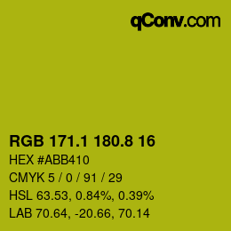 カラーコード: RGB 171.1 180.8 16 | qconv.com