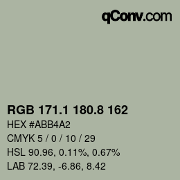 カラーコード: RGB 171.1 180.8 162 | qconv.com