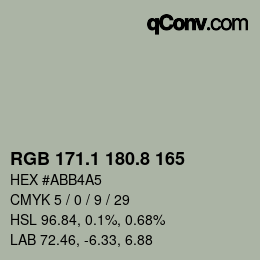 カラーコード: RGB 171.1 180.8 165 | qconv.com