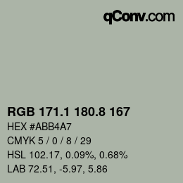 カラーコード: RGB 171.1 180.8 167 | qconv.com