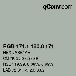 Code couleur: RGB 171.1 180.8 171 | qconv.com