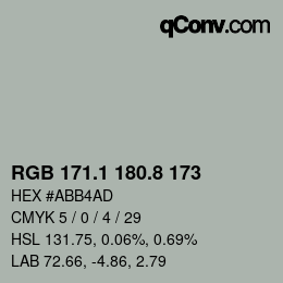 Color code: RGB 171.1 180.8 173 | qconv.com