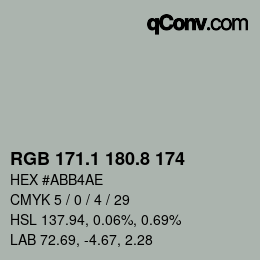 Farbcode: RGB 171.1 180.8 174 | qconv.com