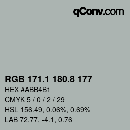 カラーコード: RGB 171.1 180.8 177 | qconv.com