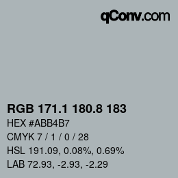 Farbcode: RGB 171.1 180.8 183 | qconv.com