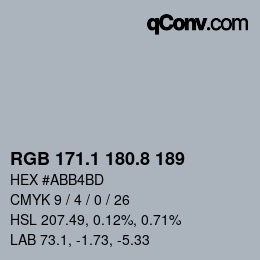 Color code: RGB 171.1 180.8 189 | qconv.com