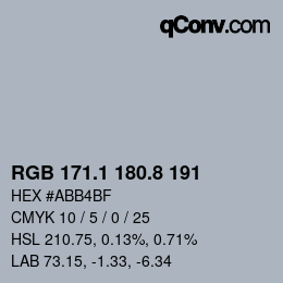 Farbcode: RGB 171.1 180.8 191 | qconv.com