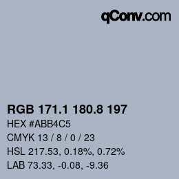 Farbcode: RGB 171.1 180.8 197 | qconv.com