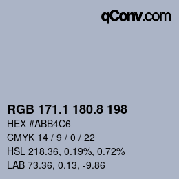 Código de color: RGB 171.1 180.8 198 | qconv.com
