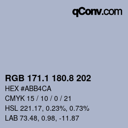 Color code: RGB 171.1 180.8 202 | qconv.com