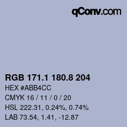 カラーコード: RGB 171.1 180.8 204 | qconv.com