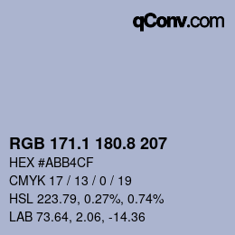 Color code: RGB 171.1 180.8 207 | qconv.com