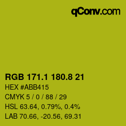 カラーコード: RGB 171.1 180.8 21 | qconv.com