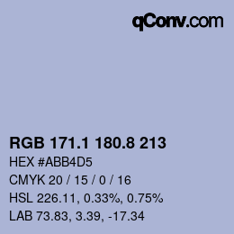 Farbcode: RGB 171.1 180.8 213 | qconv.com