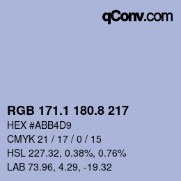 Color code: RGB 171.1 180.8 217 | qconv.com