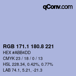 カラーコード: RGB 171.1 180.8 221 | qconv.com