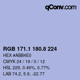 カラーコード: RGB 171.1 180.8 224 | qconv.com