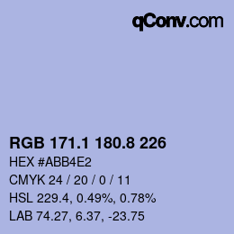 Color code: RGB 171.1 180.8 226 | qconv.com