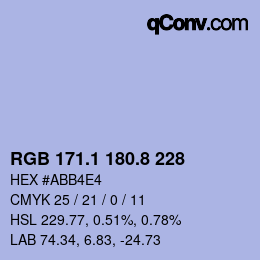 カラーコード: RGB 171.1 180.8 228 | qconv.com