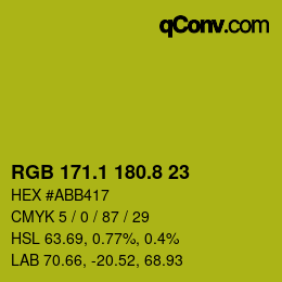 カラーコード: RGB 171.1 180.8 23 | qconv.com