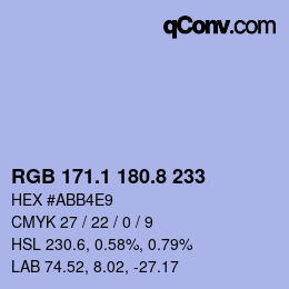 カラーコード: RGB 171.1 180.8 233 | qconv.com