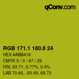 カラーコード: RGB 171.1 180.8 24 | qconv.com