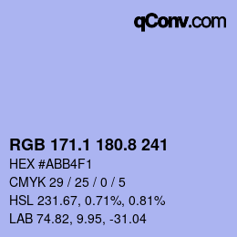 Color code: RGB 171.1 180.8 241 | qconv.com