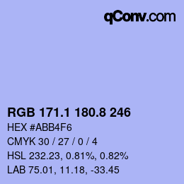 Color code: RGB 171.1 180.8 246 | qconv.com
