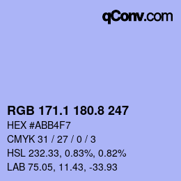 カラーコード: RGB 171.1 180.8 247 | qconv.com