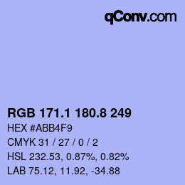 Color code: RGB 171.1 180.8 249 | qconv.com